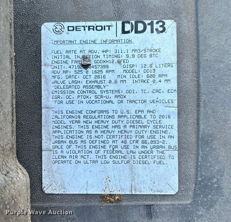 image for item FG1138 2017 Freightliner Cascadia 125 semi truck