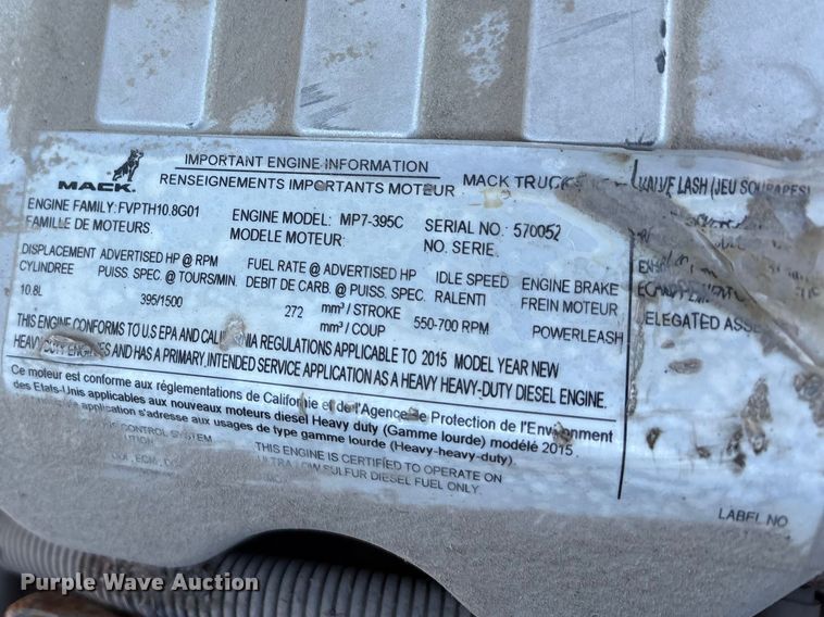 image for item FG1139 2016 Mack CXU613 semi truck