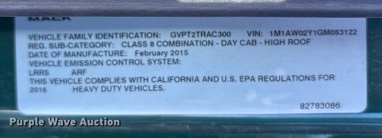 image for item FG1139 2016 Mack CXU613 semi truck