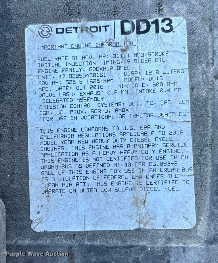 image for item FG1141 2017 Freightliner Cascadia 125 semi truck