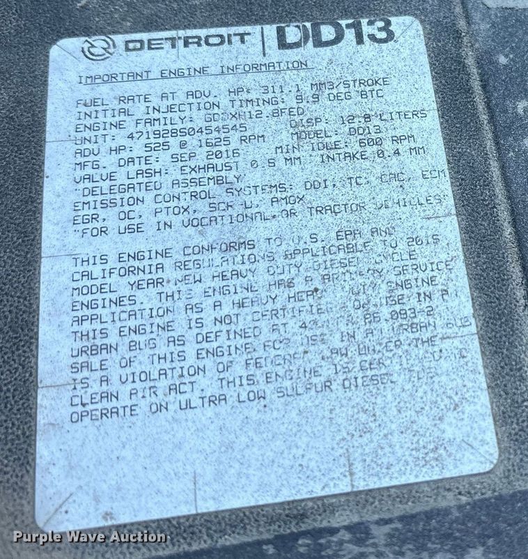 image for item FG1142 2017 Freightliner Cascadia 125 semi truck