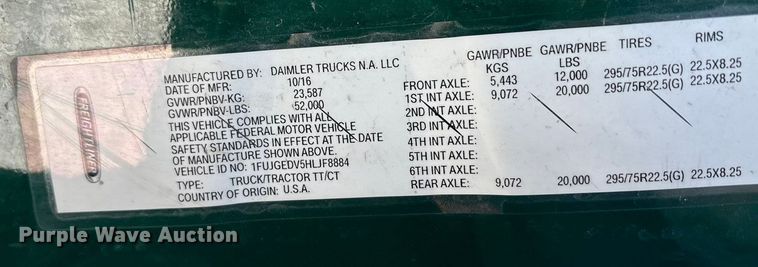 image for item FG1142 2017 Freightliner Cascadia 125 semi truck