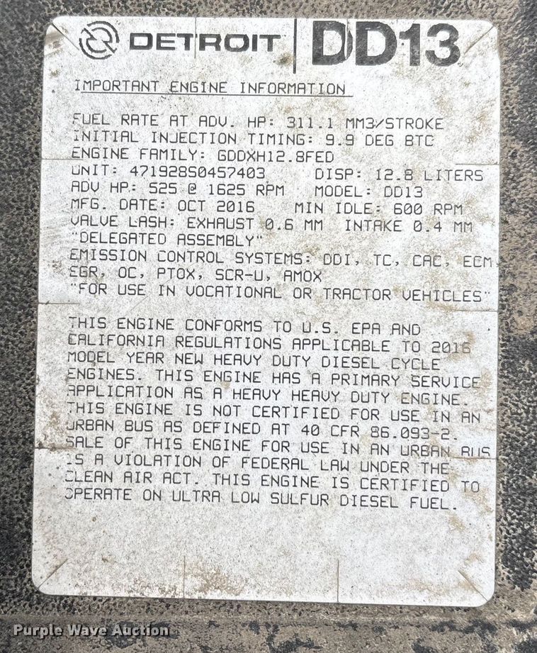 image for item FG1145 2017 Freightliner Cascadia 125 semi truck