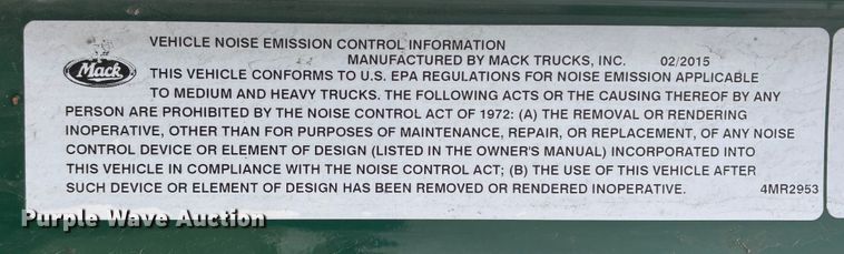 image for item FG1146 2016 Mack CXU613 semi truck