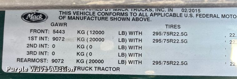 image for item FK1210 2016 Mack CXU semi truck