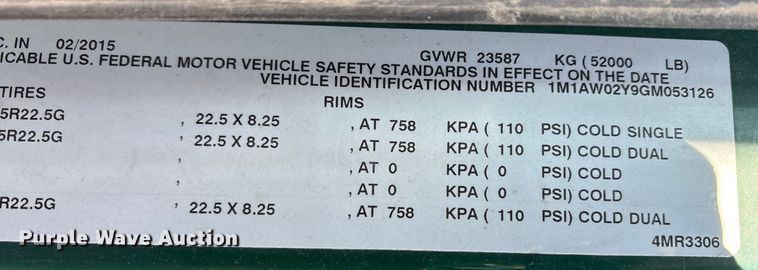 image for item FK1210 2016 Mack CXU semi truck