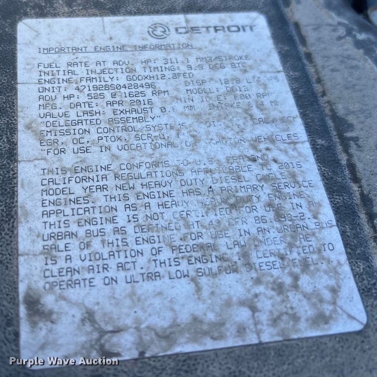 image for item FK1214 2017 Freightliner Cascadia 125 semi truck