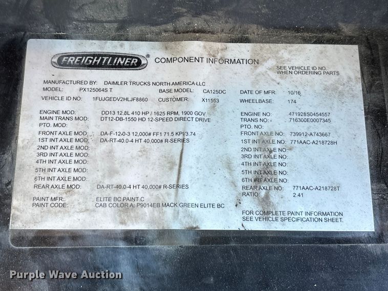 image for item FK1215 2017 Freightliner Cascadia 125 semi truck