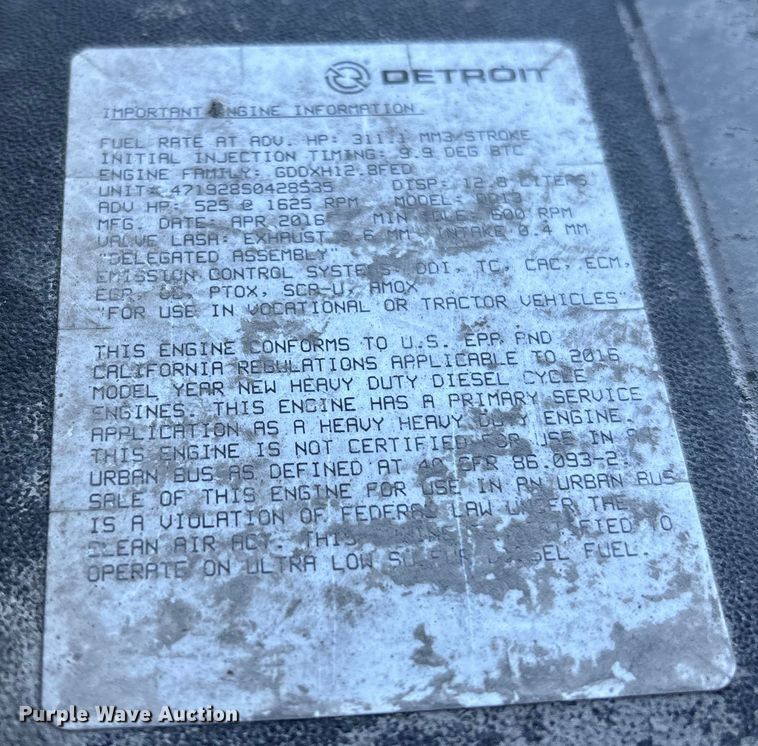 image for item FK1217 2017 Freightliner Cascadia 125 semi truck