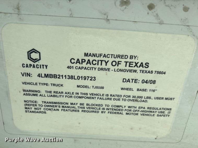 image for item FK1219 2008 Capacity Trucks TJ5000 yard truck