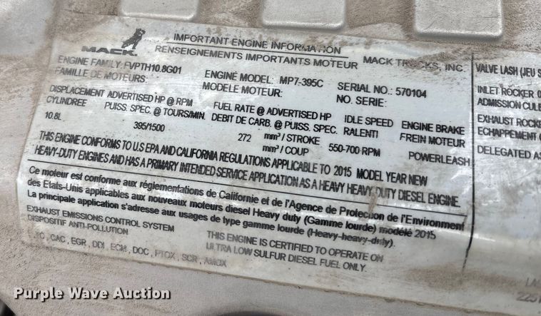 image for item FK1220 2016 Mack CXU613 semi truck