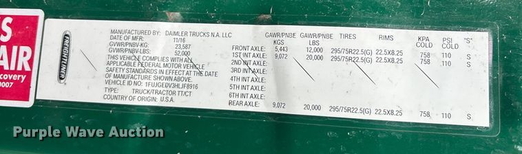 image for item FK1224 2017 Freightliner Cascadia 125 semi truck