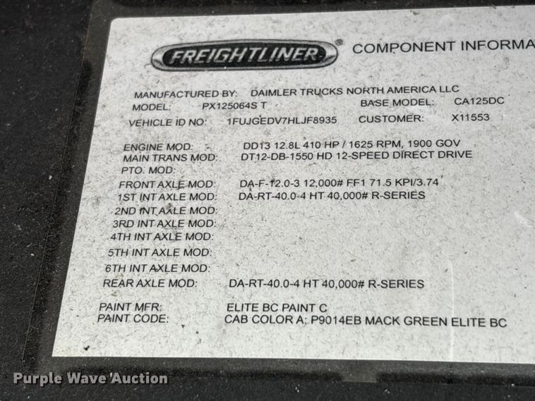 image for item FK1393 2017 Freightliner Cascadia 125 semi truck