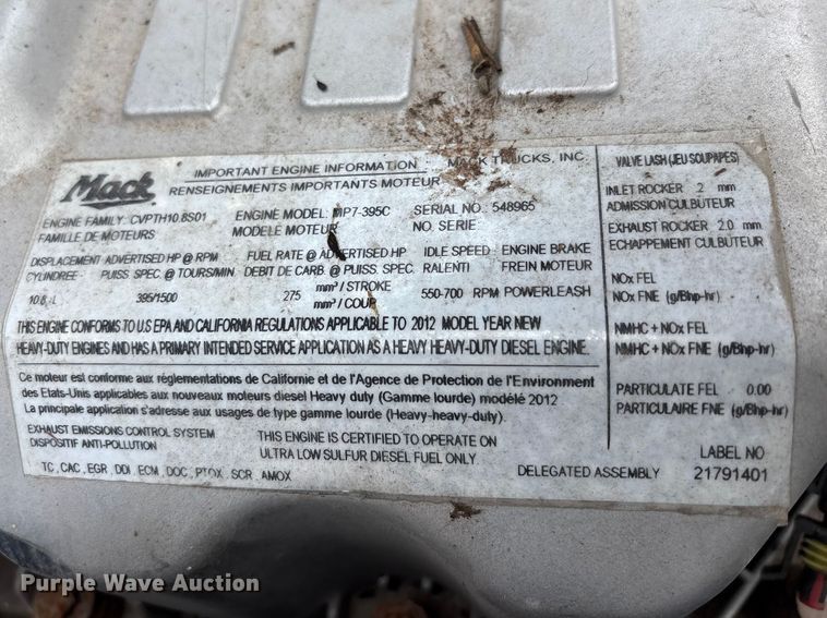 image for item FK1394 2013 Mack CXU613 semi truck