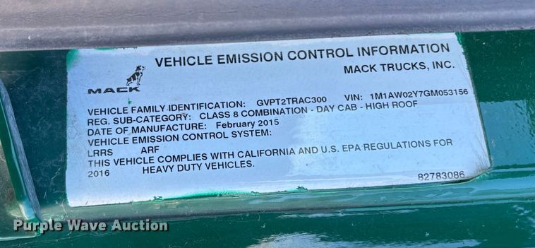 image for item YA2280 2016 Mack CXU613 semi truck