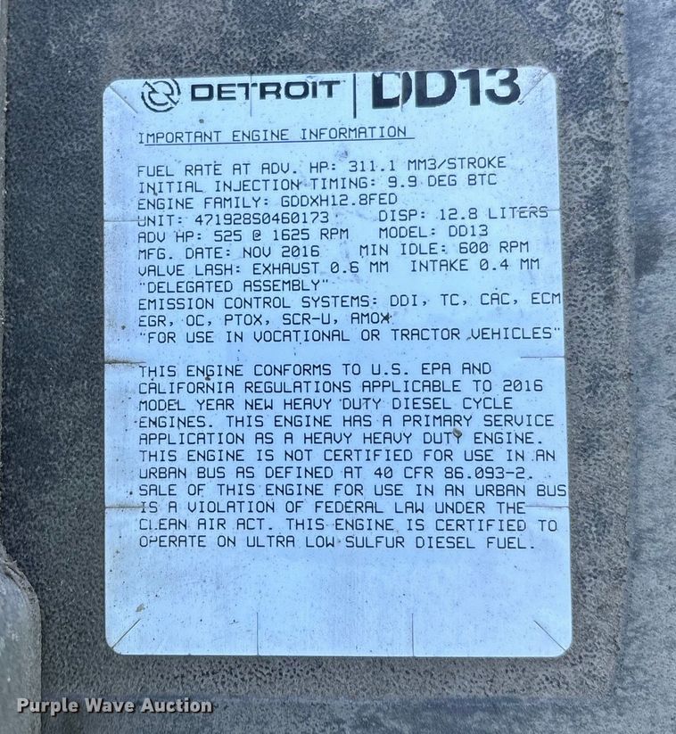 image for item YA2282 2017 Freightliner Cascadia 125 semi truck