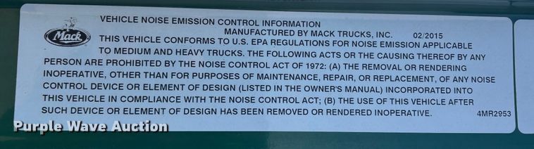 image for item YA2285 2016 Mack CXU613 semi truck