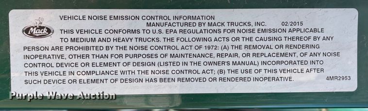 image for item YA2290 2016 Mack CXU613 semi truck