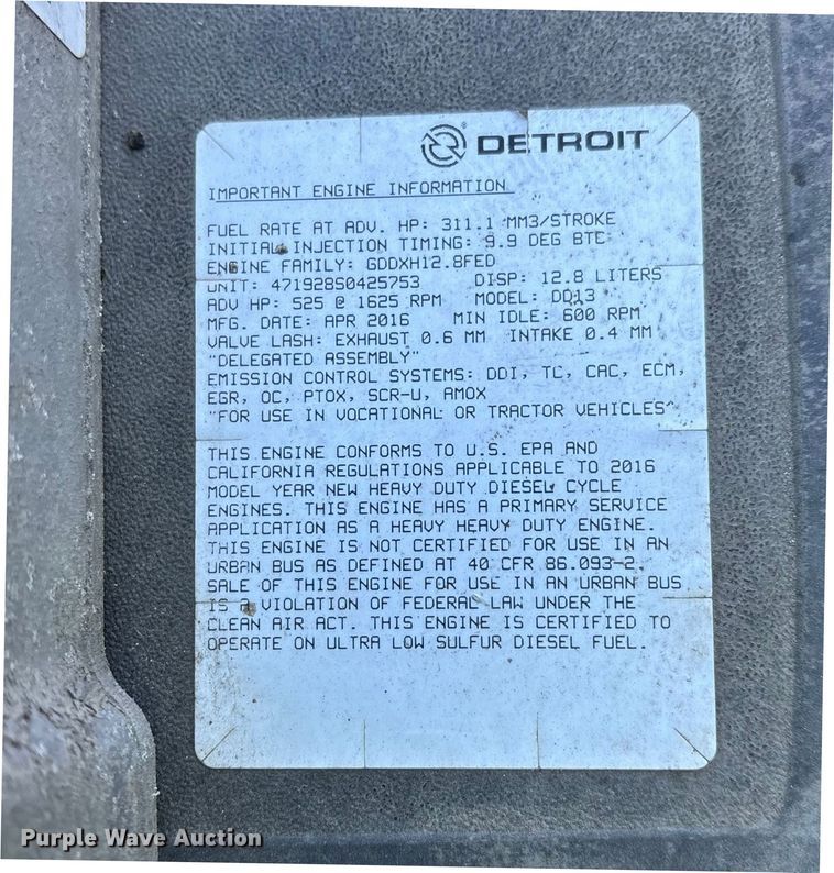 image for item YA2294 2017 Freightliner Cascadia 125 semi truck