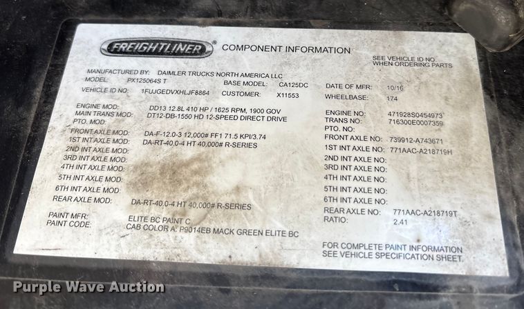 image for item YA2295 2017 Freightliner Cascadia 125 semi truck