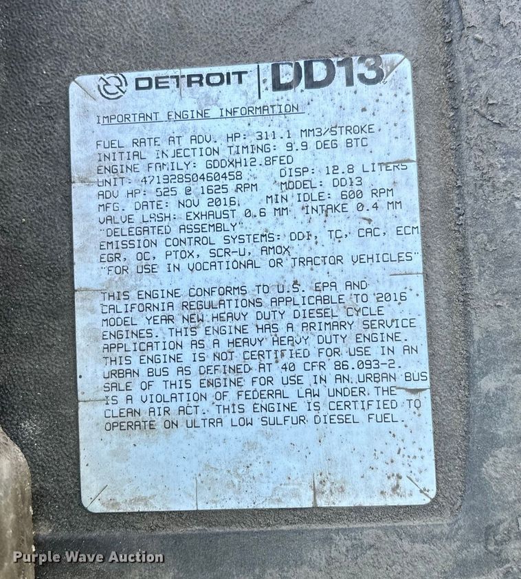 image for item YA2299 2017 Freightliner Cascadia 125 semi truck