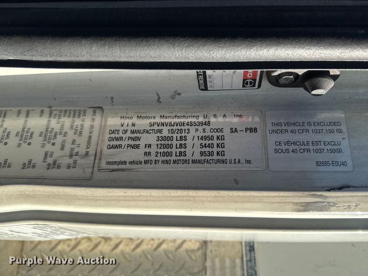 image for item YA2306 2014 Hino 338 box truck