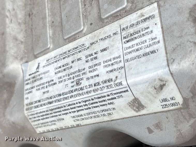 image for item YA2313 2016 Mack CXU613 semi truck