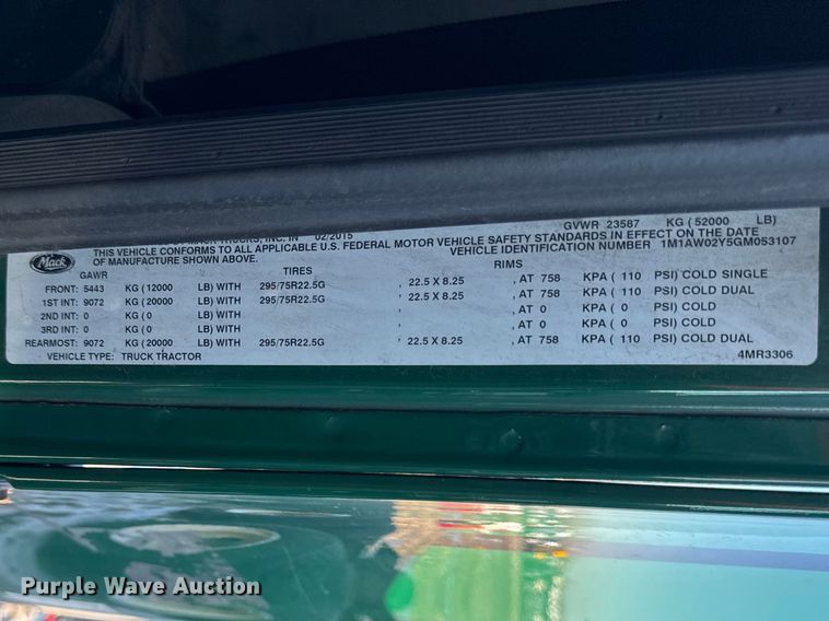 image for item YA2316 2016 Mack CXU613 semi truck