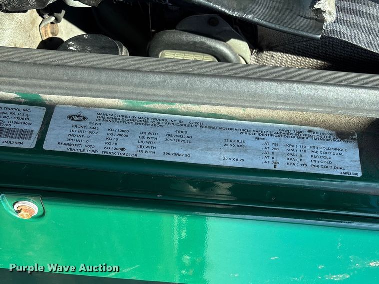 image for item YA2323 2016 Mack CXU613 semi truck