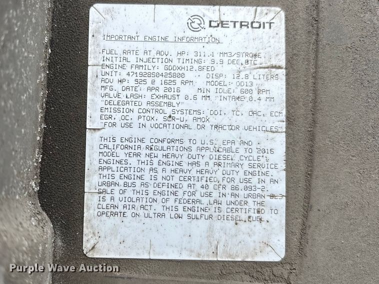 image for item YA2325 2017 Freightliner Cascadia 125 semi truck