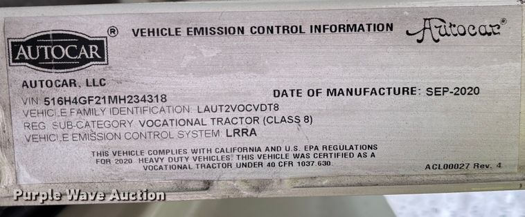 image for item YA2347 2021 Autocar Industries  XSPotter yard truck