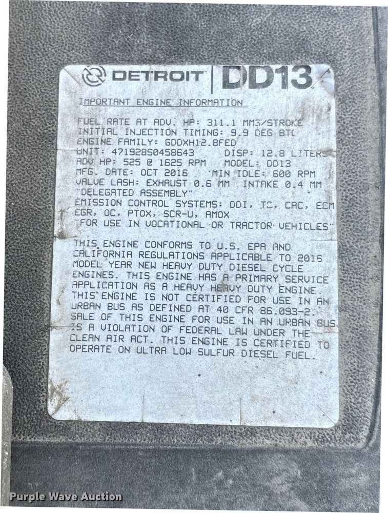 image for item YA2371 2017 Freightliner Cascadia 125 semi truck