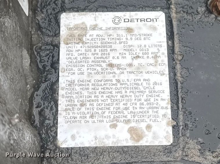 image for item YA2397 2017 Freightliner Cascadia 125 semi truck