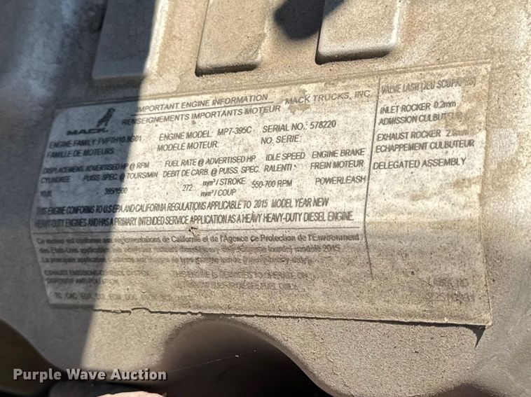 image for item YA2399 2016 Mack CXU semi truck