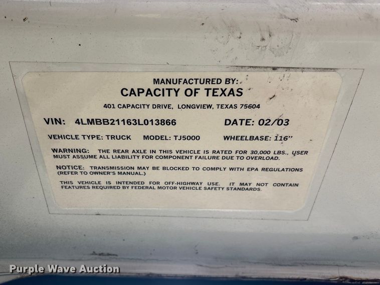 image for item YA2757 2003 Capacity Trucks TJ5000 yard truck