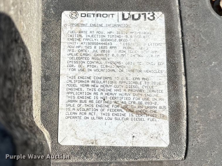 image for item YA2786 2017 Freightliner Cascadia 125 semi truck