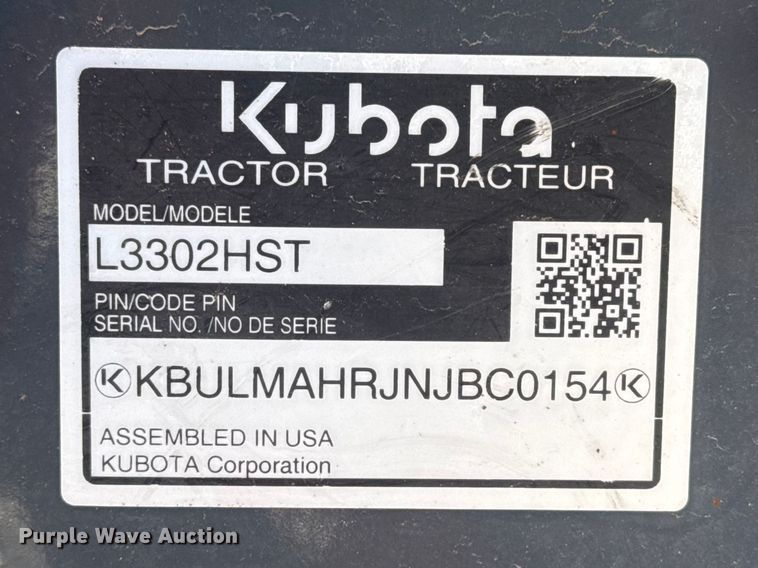 image for item DO8478 2022 Kubota L3302HST MFWD tractor