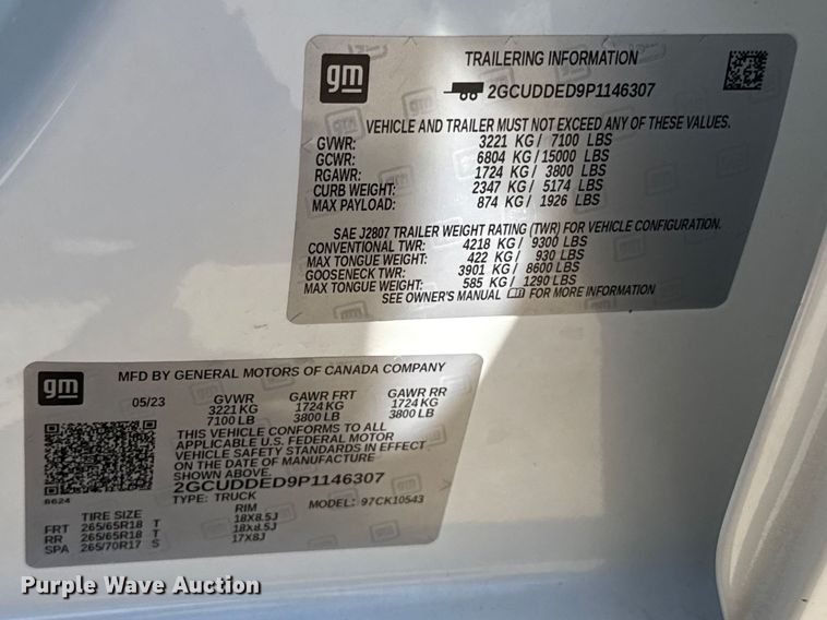 image for item DR1031 2023 Chevrolet Silverado 1500 Crew Cab pickup truck