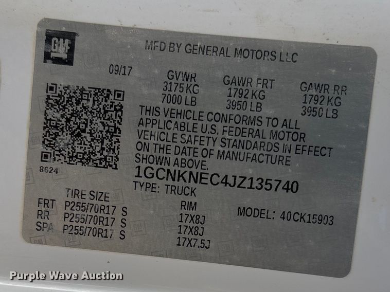 image for item DT0105 2018 Chevrolet Silverado 1500 pickup truck