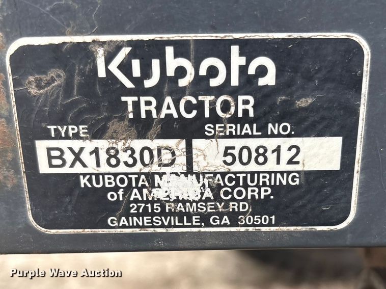 image for item DT2867 Kubota BX1830 MFWD tractor