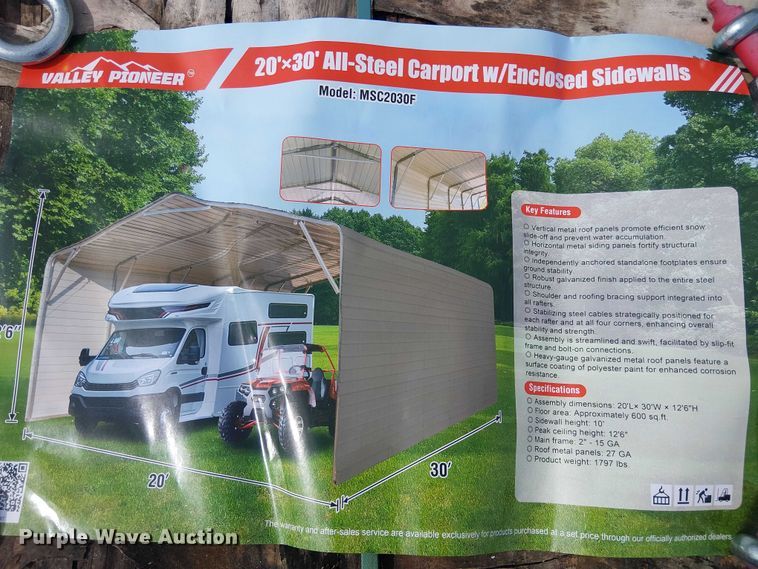 image for item DU3060 Valley Pioneer MSC2030F steel carport