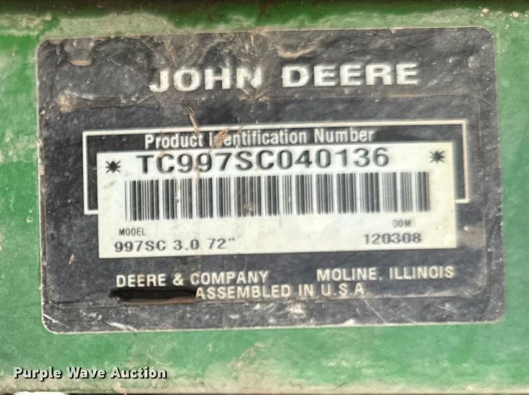 image for item DV0879 2008 John Deere 997SC ZTR lawn mower
