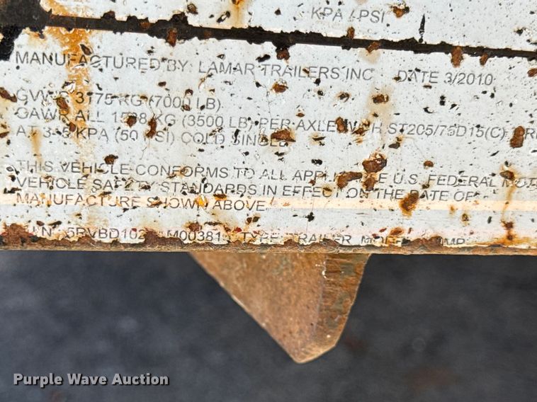 image for item DZ4411 2010 Lamar dump trailer