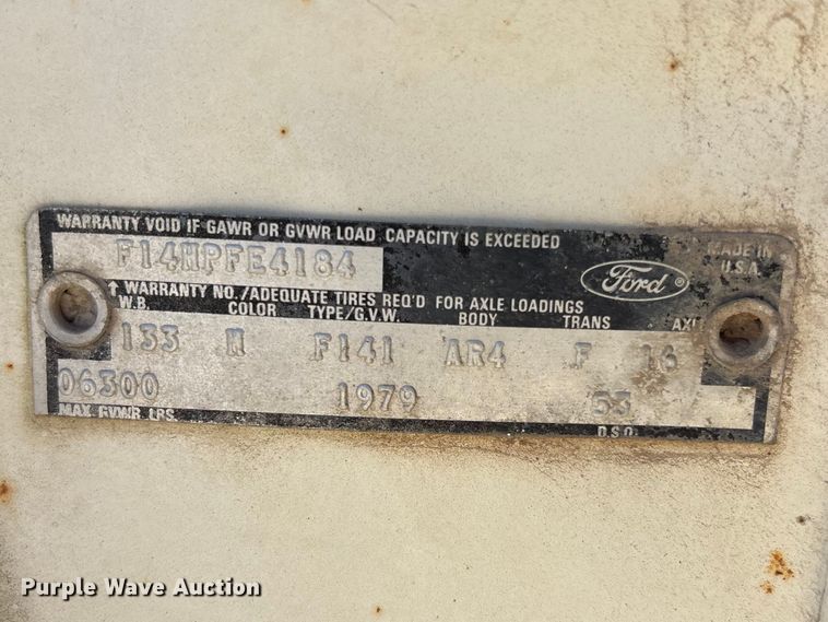 image for item EA4658 1979 Ford F150 pickup truck cab and chassis