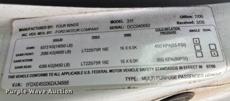 image for item EA7204 2007 Four Winds 31F RV