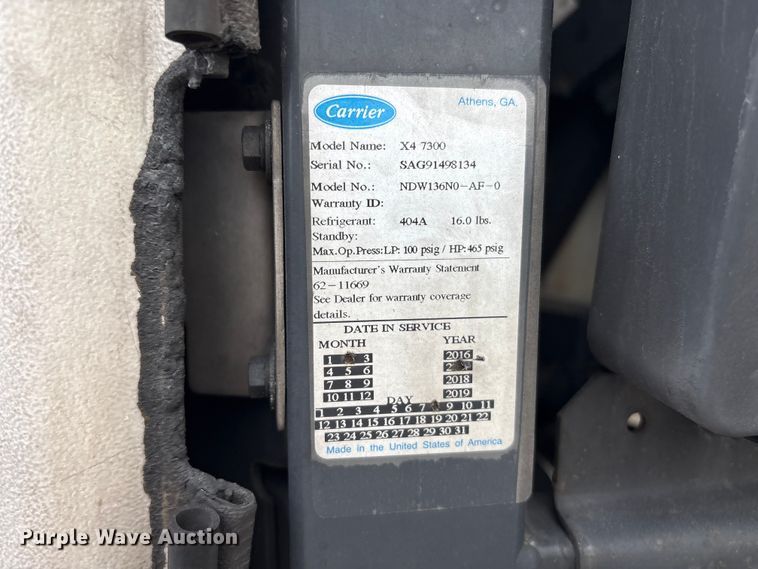 image for item EA7226 2018 Wabash refrigerated van trailer