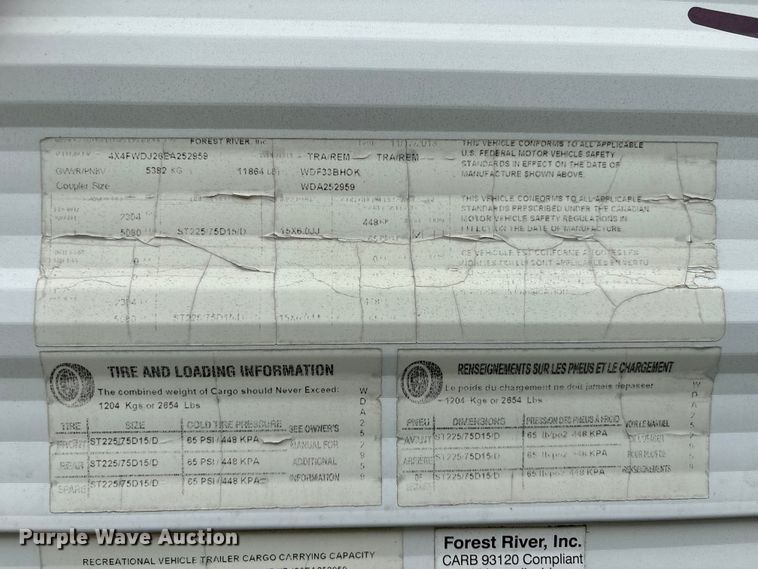 image for item EA7235 2014 Wildwood Forest River camper