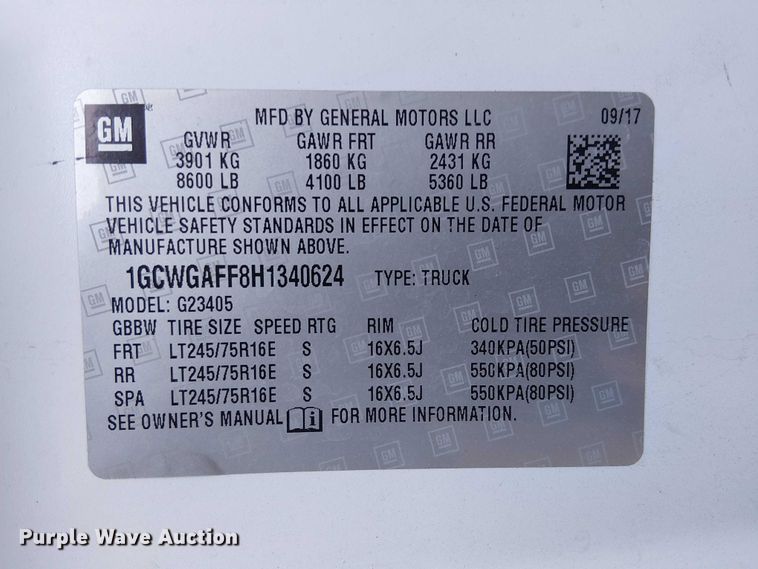 image for item EC1306 2017 Chevrolet Express 2500 van