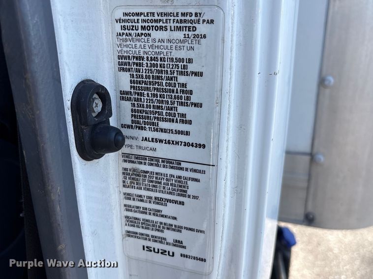 image for item EC8280 2017 Isuzu NRR box truck