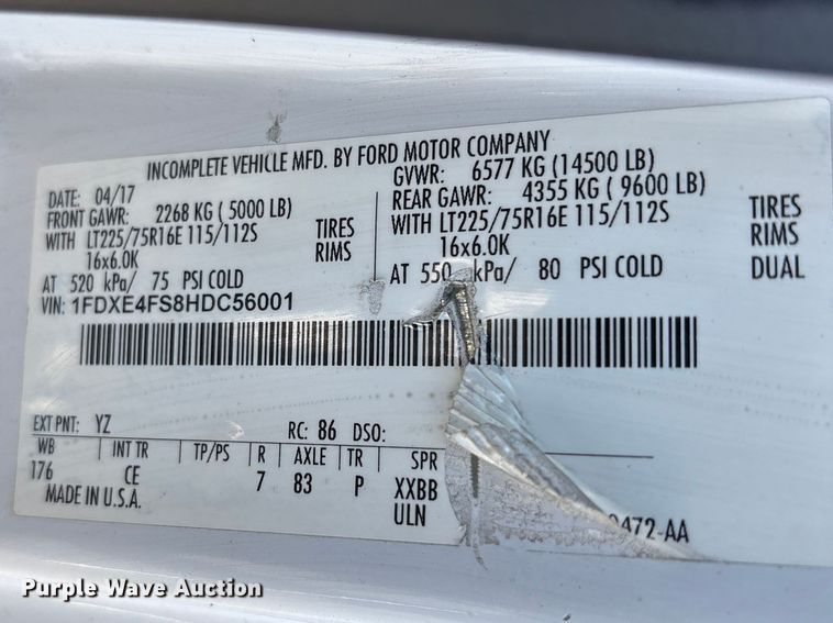 image for item EC8281 2017 Ford E450 box truck